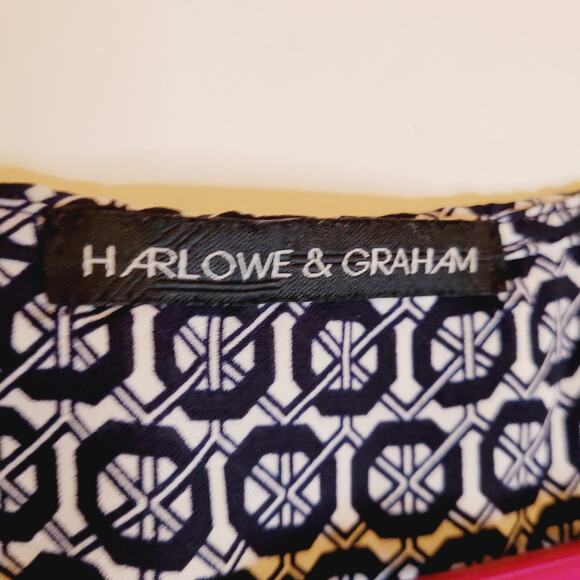 Harlow & Graham black and white geometric print sleeveless top Med Career boho - Picture 3 of 9